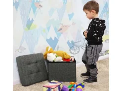 Songmics Hocker^Sitzhocker mit Stauraum 38 cm x 38 cm x 40 cm Grau