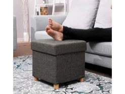 Songmics Hocker^Sitzhocker mit Stauraum 38 cm x 38 cm x 40 cm Grau