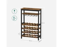 Songmics Weinregal für 24 Flaschen 29 cm x 66 cm x 104 cm Braun-Schwarz