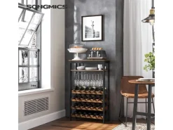 Songmics Weinregal für 24 Flaschen 29 cm x 66 cm x 104 cm Braun-Schwarz
