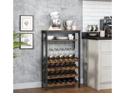 Songmics Weinregal für 24 Flaschen 29 cm x 66 cm x 104 cm Braun-Schwarz