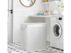 Songmics Wäschekorb 3 Sortierfächern 40 cm x 60 cm x 61,5 cm Weiß 150 l