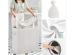 Songmics Wäschekorb 3 Sortierfächern 40 cm x 60 cm x 61,5 cm Weiß 150 l