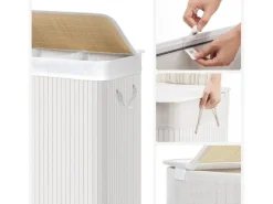 Songmics Wäschekorb 3 Sortierfächern 40 cm x 60 cm x 61,5 cm Weiß 150 l