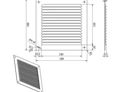 SOTECH Insektenschutz^Aluminium-Lüftungsgitter 190 x 190 mm optik Aufschraubbar mit Insektenschutz