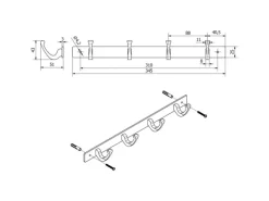 SOTECH Garderoben^Blackline FORTE Hakenleiste 345 mm mit 4 Haken Schwarz Pulverbeschichtet