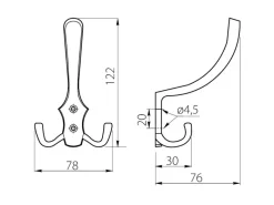 SOTECH Garderoben^Garderobenhaken LENA 2 Fach Lang Schwarz