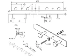 SOTECH Garderoben^Hakenleiste JOEL Echt Edelstahl mit 6 Haken