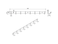 SOTECH Garderoben^Hakenleiste SAMU Echt Edelstahl mit 8 Haken