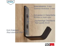SOTECH Garderoben^Kleiderhaken LOXTEN 60 x 20 x 45 mm Echt Edelstahl Schwarz