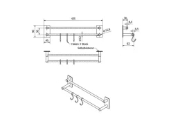 SOTECH Selbstklebende Hakenleiste TALIDA Aus Edelstahl Länge 435 mm 2-Fach