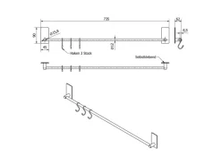 SOTECH Selbstklebende Hakenleiste TALIDA Aus Edelstahl Länge 735 mm 1-Fach
