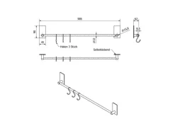 SOTECH Selbstklebende Hakenleiste TALIDA Aus Edelstahl Länge 585 mm 1-Fach