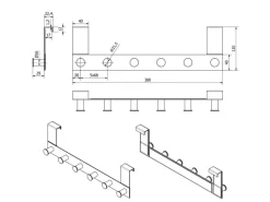 SOTECH Garderoben^Türgarderobe LINEA I Edelstahl mit 6 Haken für Türen mit Falz max. 16 mm