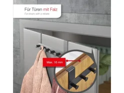 SOTECH Garderoben^Türgarderobe LINEA I Edelstahl mit 6 Haken für Türen mit Falz max. 16 mm