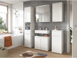 Regal Weiß^Standschrank Solero Weiß Hochglanz 87 cm x 38 cm x 34 cm