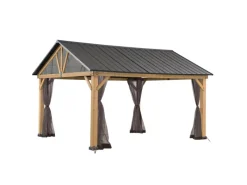 Sunjoy Insektenschutz^Zedernholz Gazebo Netz 335 cm x 399 cm Khaki