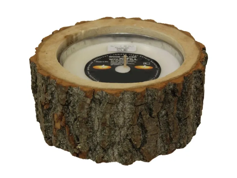 Sunny Garden Windlichter^Holz-Baumscheibe mit Kerze Ø 16 cm x 7,5 cm