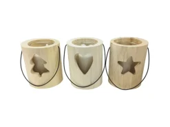 Sunny Garden Windlicht Holzstamm Nordic-Style mit Glas 3-fach sort. Ø 13 x 15 cm