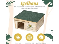 Sunny Tree Igelhaus Wasserdichtes Holz-Igelhaus mit Boden Igel-Futterhaus für Draußen Igelhaus mit Eingangstunnel