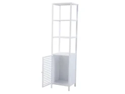 SVITA Regal Weiß^Badregal L Mit Tür Hoher Badezimmerschrank Regal Freistehend Natur Weiß