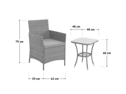 SVITA Kissen^Brooklyn Bistro Gartenmöbelset 3-tlg. Rattan Outdoor Gartenlounge
