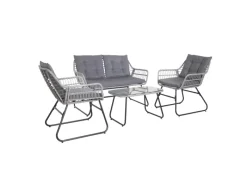 SVITA Capri Balkonmöbel-Set Polyrattan Sitzgruppe Outdoor 4-tlg. Gartenlounge Hell