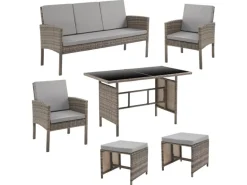 SVITA Sessel|Hocker^Denver Polyrattan Gartenmöbel Set Essgruppe Lounge Esstisch