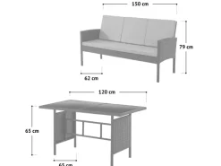 SVITA Sessel|Hocker^Denver Polyrattan Gartenmöbel Set Essgruppe Lounge Esstisch