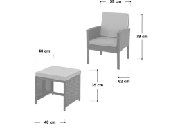 SVITA Sessel|Hocker^Denver Polyrattan Gartenmöbel Set Essgruppe Lounge Esstisch