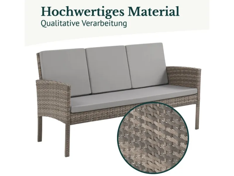 SVITA Sessel|Hocker^Denver Polyrattan Gartenmöbel Set Essgruppe Lounge Esstisch