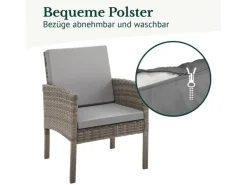 SVITA Sessel|Hocker^Denver Polyrattan Gartenmöbel Set Essgruppe Lounge Esstisch