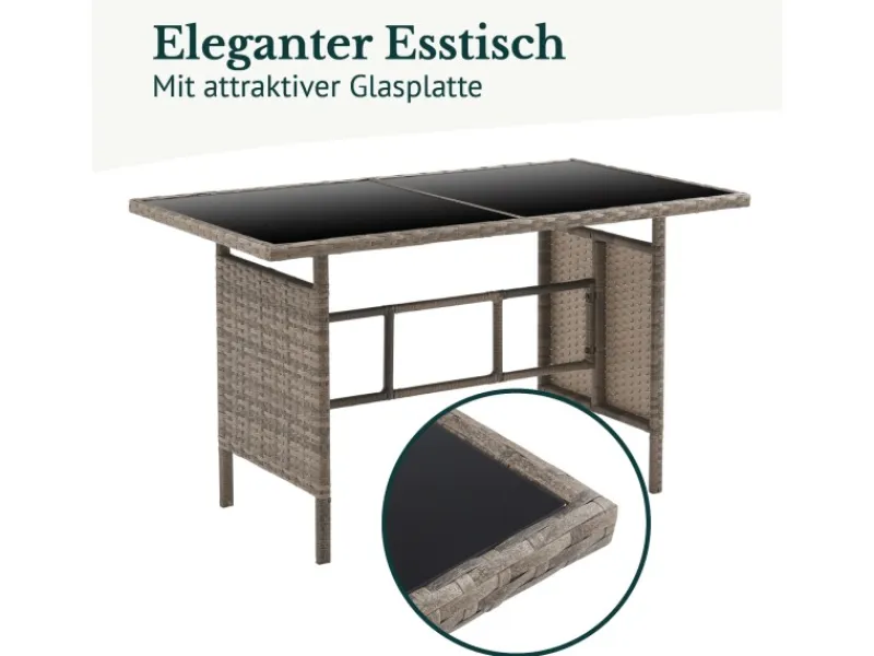 SVITA Sessel|Hocker^Denver Polyrattan Gartenmöbel Set Essgruppe Lounge Esstisch