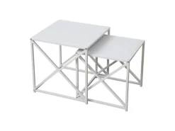 SVITA Tische^Gemo Beistelltisch 2er Set Kaffeetisch Wohnzimmertisch Metalltisch Weiß