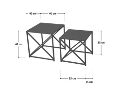 SVITA Tische^Gemo Beistelltisch 2er Set Kaffeetisch Wohnzimmertisch Metalltisch Weiß