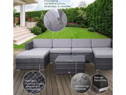 SVITA Hocker^Lugano Polyrattan Lounge Gartenmöbel Set Gartenlounge Gartensofa