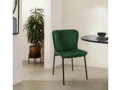 SVITA Stühle^Mary 2er Set Esszimmerstuhl Polsterstuhl Ohne Armlehnen Samt Dunkelgrün/Schwarz