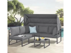 SVITA Sofas^Maui Gartenmöbel-Lounge-Set Mit Dach Outdoor-Sofa Strandkorb-Sonneninsel Stahl