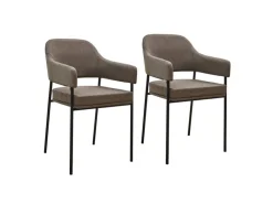 SVITA Stühle^Scarlett 2er Set Esszimmerstühle Armlehnstuhl Polsterstuhl Stoff Braun