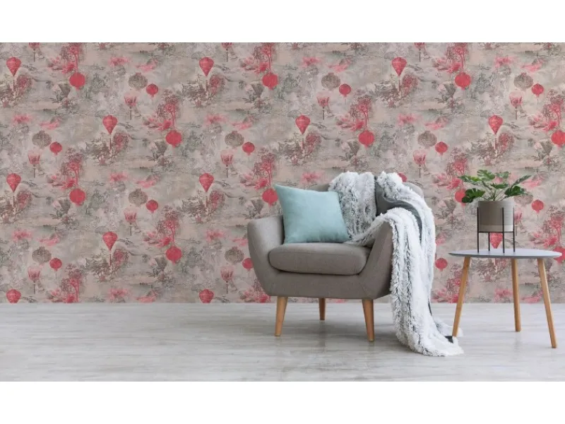 Tadessi Tapete Vintage M1 No 3094 Vliestapete Rosa Vintagetapete Retro Natur Asiatisch