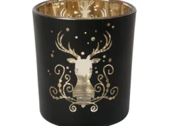 Kerzenhalter^Teelicht-Glas Hirsch Ø 7 cm x 8 cm 4-fach sortiert