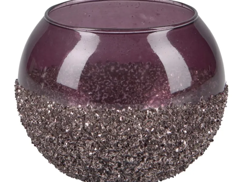 Bordüren^Teelichthalter Blush Bordeaux Glas 7,5 cm x Ø 9 cm