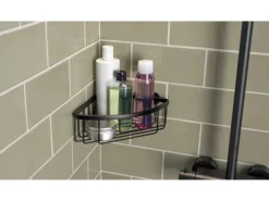 Tesa Regale Schwarz|Aufbewahrung^Aluxx Eckduschkorb Schwarz Matt inkl. Klebelösung