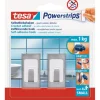 Tesa Tapezierzubehör^Selbstklebehaken Metall-Weiß rechteckig 2 Stück mit 4 x Powerstrips Small