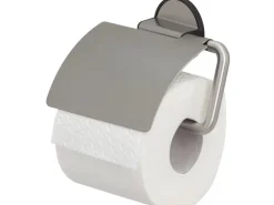 Tiger Klebefolien^Toilettenpapierhalter Tune mit Deckel Edelstahl gebürstet-Schwarz