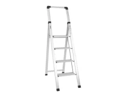 TRUTZHOLM Alu Trittleiter 4 Stufig Klappbar mit Handlauf 150kg Silber