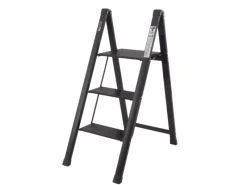 TRUTZHOLM Klapptritte^Alu Trittleiter 3 Stufig Klappbar 150kg Anti Rutsch Trittflächen TÜV GS Schwarz