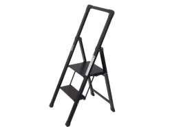 TRUTZHOLM Alu Trittleiter 2 Stufig Klappbar Handlauf 150kg Anti Rutsch Trittflächen TÜV GS Schwarz