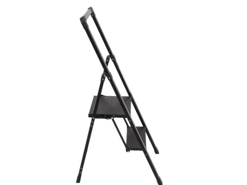 TRUTZHOLM Alu Trittleiter 2 Stufig Klappbar Handlauf 150kg Anti Rutsch Trittflächen TÜV GS Schwarz