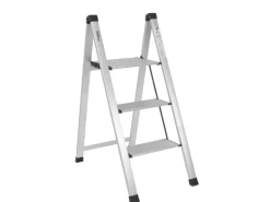 TRUTZHOLM Klapptritte^Alu Trittleiter 3 Stufig Klappbar 150kg Anti Rutsch Trittflächen TÜV GS Silber